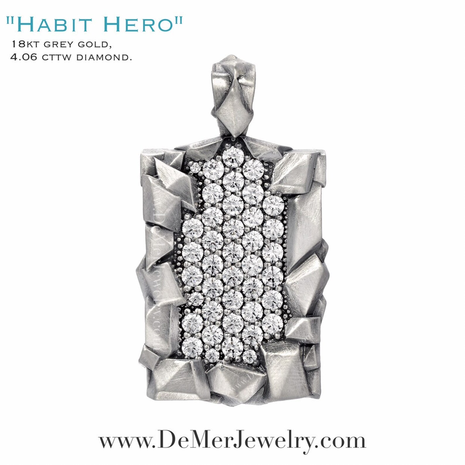 4.06 Cttw Mens Diamond Pendant Necklace. 18k Organic Chiseled Etsy