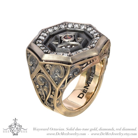 ペンタグラム彫刻のゴシックリング