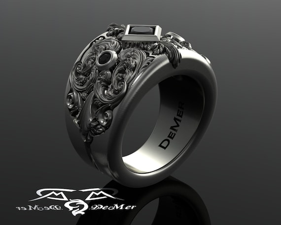 Men's All Black Diamond Wide Wedding Band