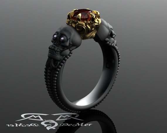 Black skull wedding deals rings