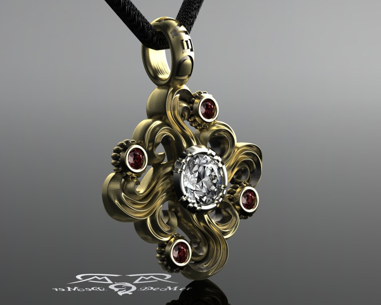Layered Goldtone Necklace with Rectangular Crystal Pendant and Pearl Solitaire