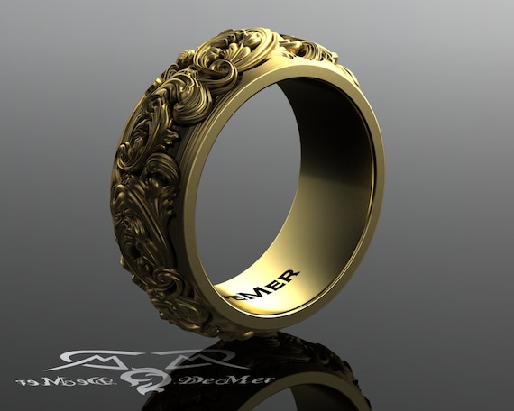 Scrollwork wedding deals band