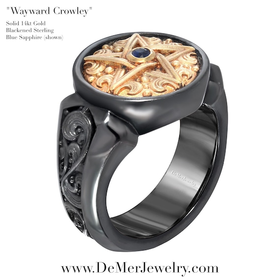 ペンタグラム彫刻のゴシックリング