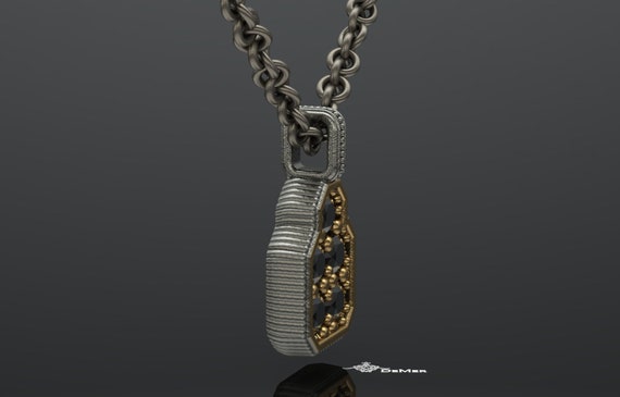 3.25cttw pendentif diamant noir pour homme collection Heartblack Manor. Collier de gros diamants en or et argent lourd. Art deco bicolore. Etsy Canada