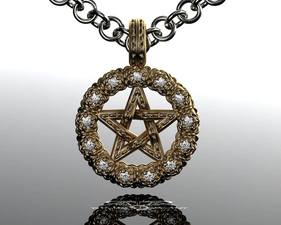 Diamond Pentacle in Heavy Solid Gold. 0.78cttw Cognac Champagne Diamonds. Wiccan Pagan Spiritual Brogue Pendant. Demer Jewelry Original. Etsy UK