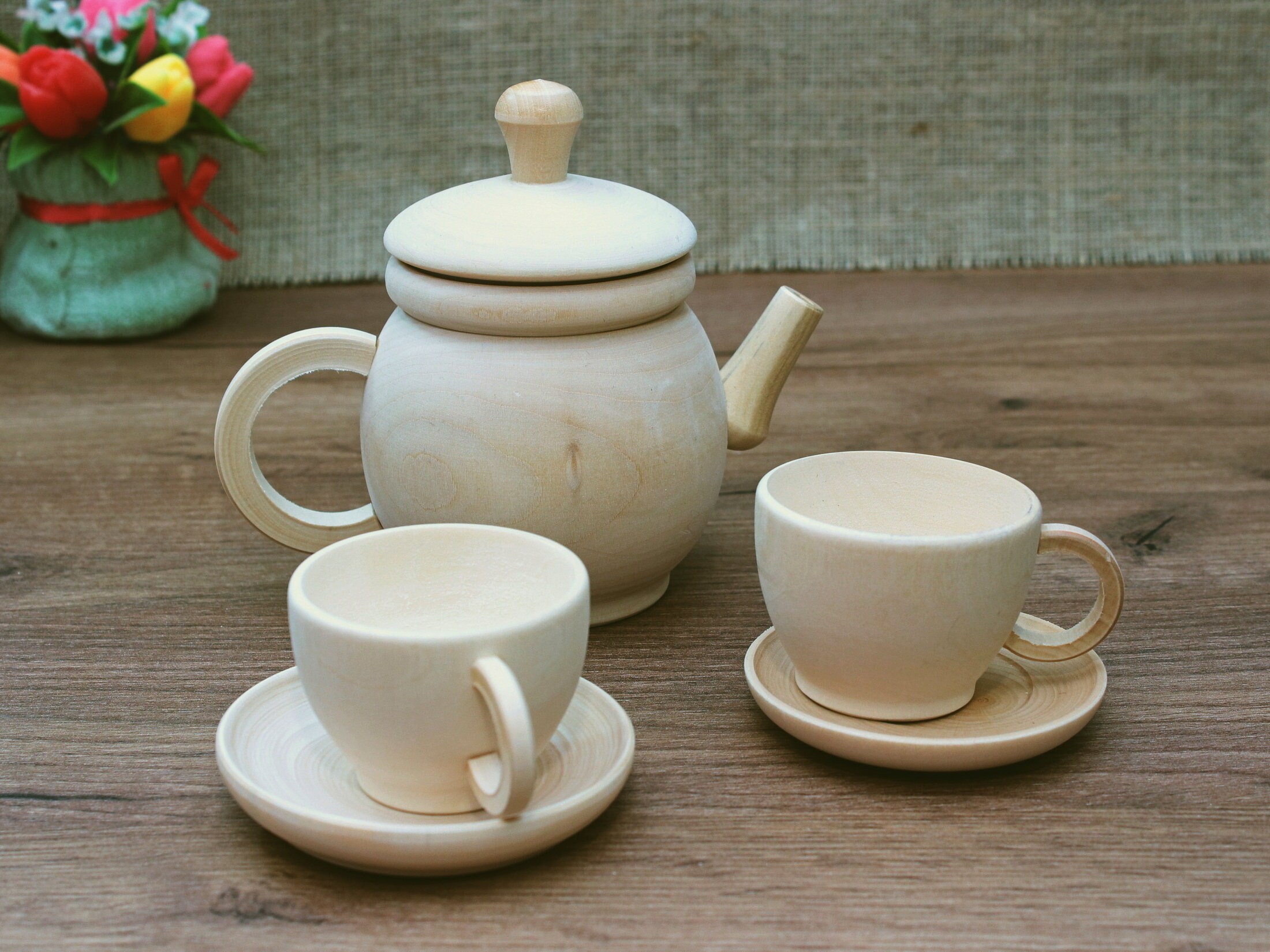 Wood Toys Tea Set Large 5 configuration options tea set with Etsy