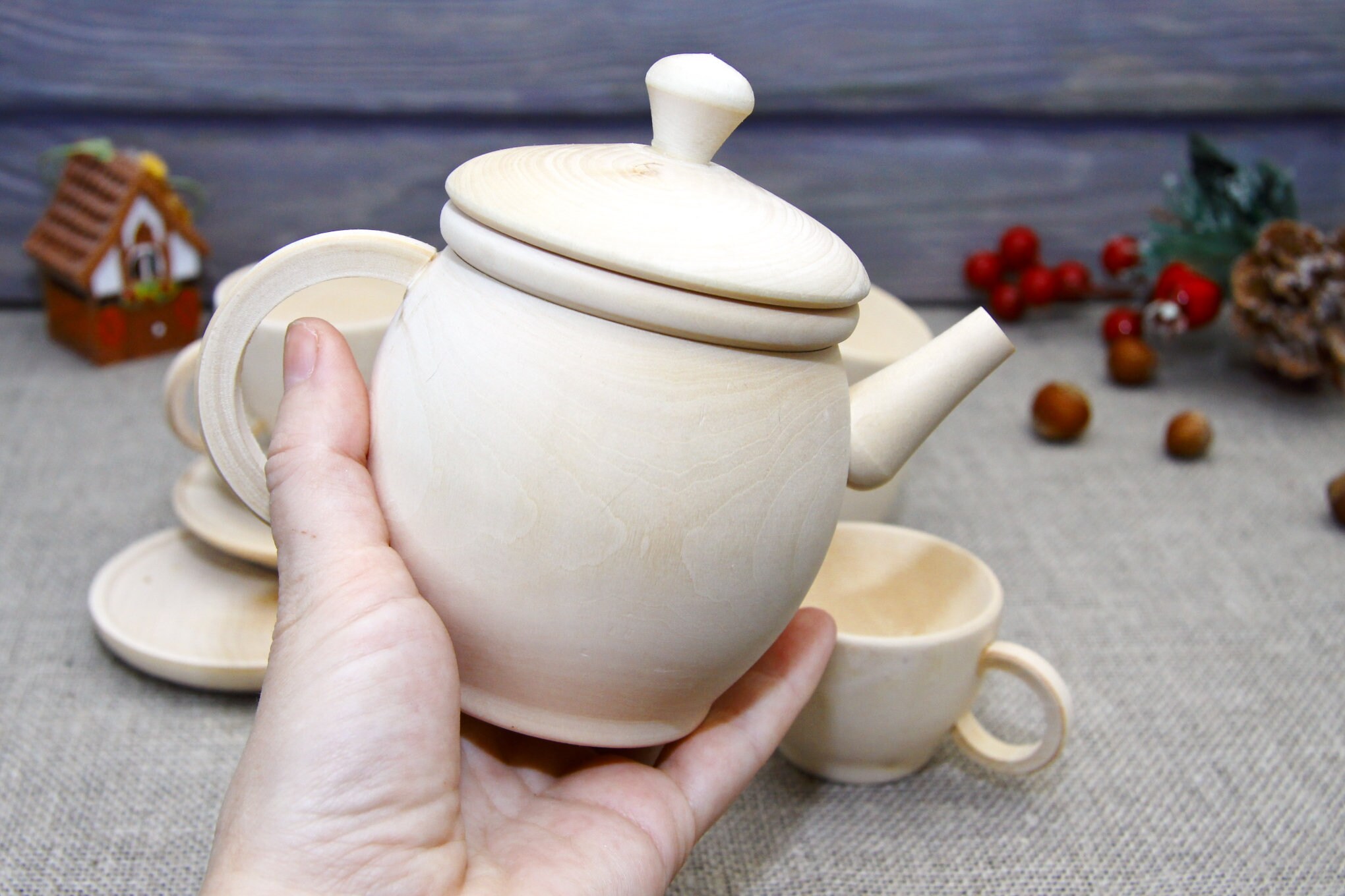 Wood Toys Tea Set Large 5 configuration options tea set with Etsy