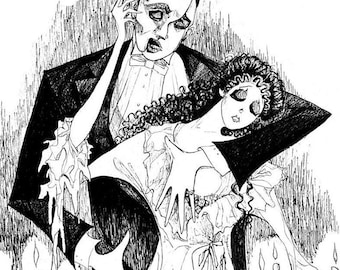 The Phantom Of The Opera - The Musical  - Black and White Theatre Art Print