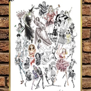 17 Musicals Artwork - Art Print - 'Curtain Up, Light The Lights' - Musical Theatre