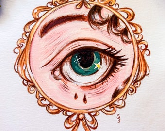 Original illustration "Eye", gouache, painting, ink, home decoration, art, living room, gift