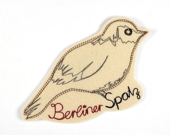 Patch bird sparrow "Berliner Spatz" 13,5 x 8cm