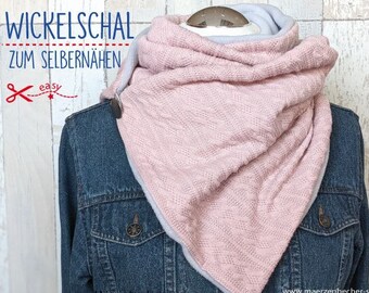 Nähpaket Wickelschal - rosa Strickstoff & grau