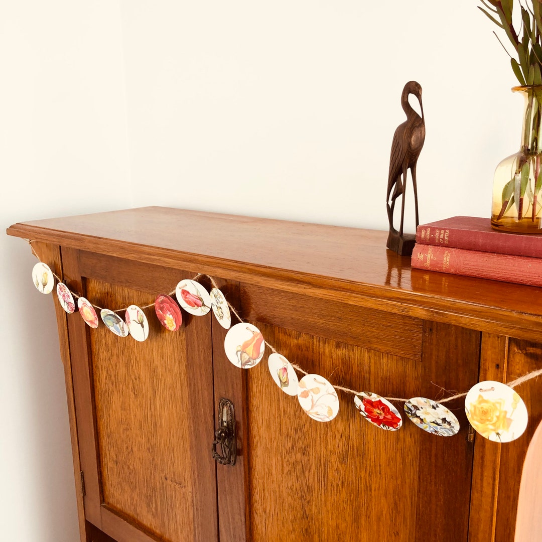 Vintage Botanical ROSE MINI Banner Bunting Garland Shelfie for Home ...