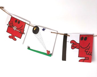 MR STRONG Mr Men Banner Bunting Garland for child's room, nursery garland, storybook bunting, nursery,  gift, party, retro