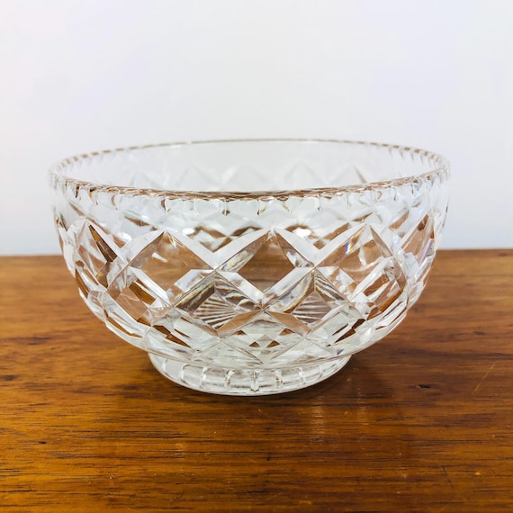 Vintage Small Harbridge Crystal Bowl Candy Dish 1930s Diamond Cut Made in England My Vintage Table