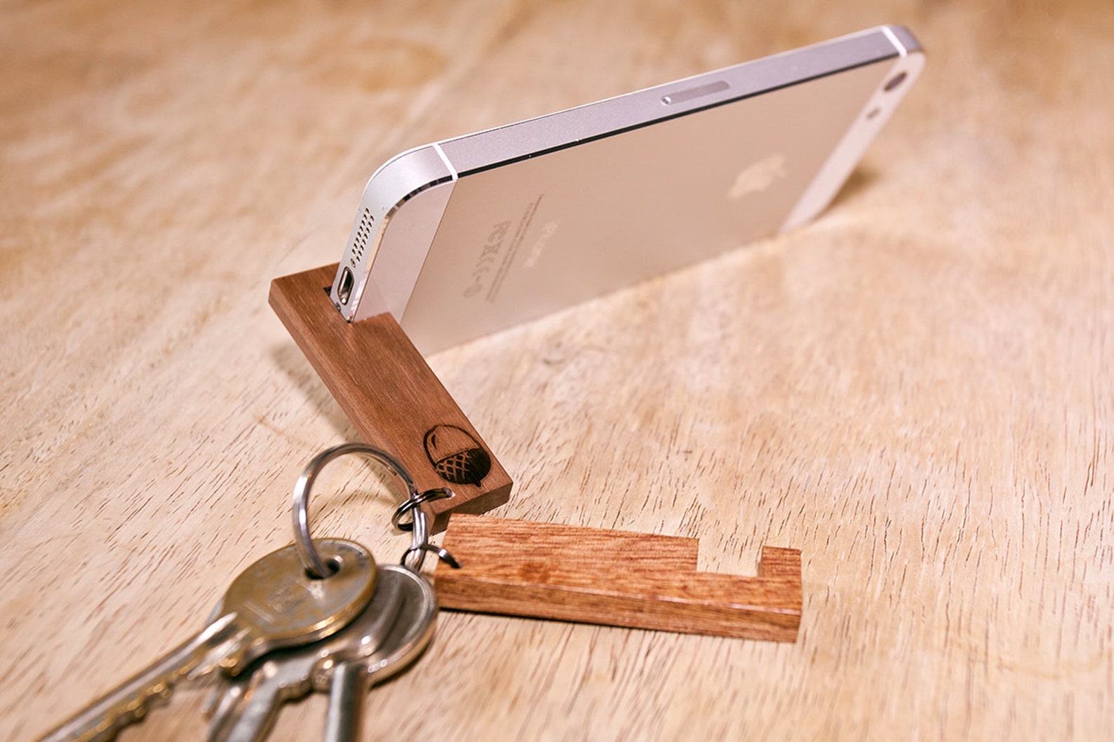 Wooden Smart Phone Stand Keyring Etsy