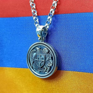 Armenia Coat of Arms Pendant Silver 925/ Handmade Armenia Symbol Gift/ Armenian Eagle-Lion Ethic Signet Medallion made by Yianni Jewellery