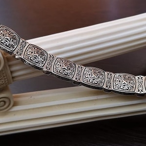 Handcrafted sterling silver wedding Bracelet, Byzantine design, Tetra, vintage bracelet, Chain Link Bracelets, silver bracelets for women