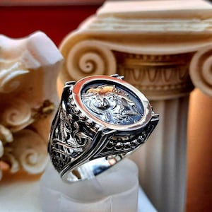 Sterling Silver Athena Coin Ring | Byzantine Style | Antique Finish | Handmade