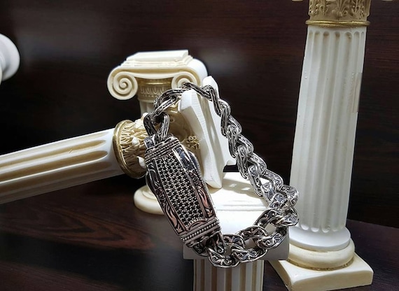 ENGRAVED CHAIN LINK BRACELET - Silver