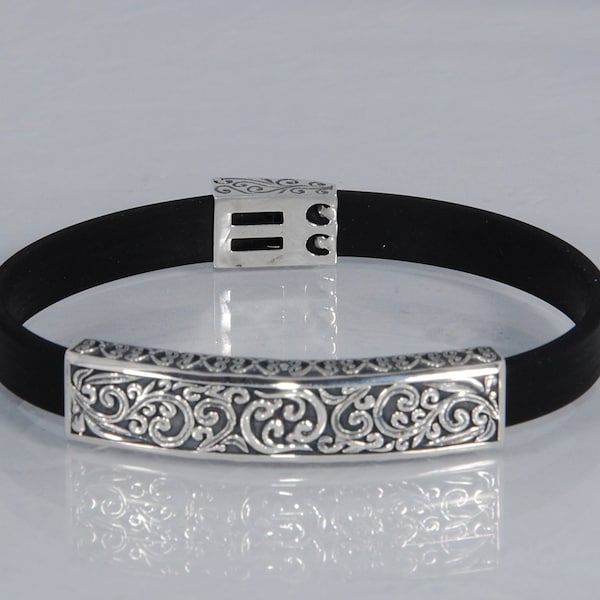 Design grec ancien, fabriqué à la main, bracelet en argent sterling, bracelets en argent pour hommes, bracelet artisanal, style byzantin, bijoux grecs