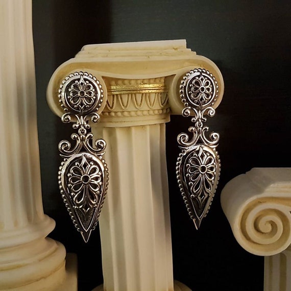 Handcrafted sterling silver earring , Byzantine design, Odin,Greek Jewelry
