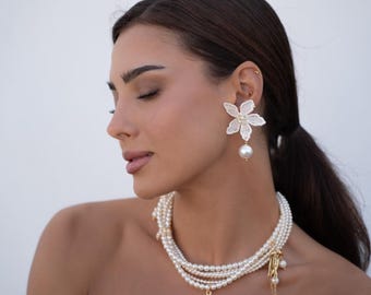 Collana classica da sposa con colletto di perle bianche – Elegante girocollo per il giorno delle nozze