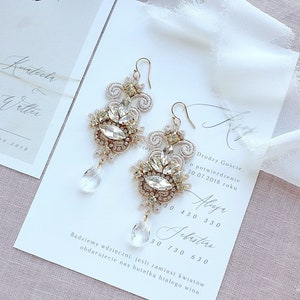 Gold and blush boho bridal earrings for wedding, earrings for brides