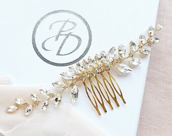 Crystal rhinestone wedding hair comb, Gold hair comb, gold comb, wedding comb for brides, bridal comb, bridal hair comb