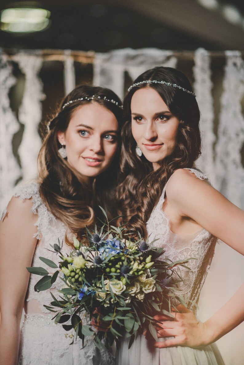 Delicate Wedding Tiara with Pearls, Pearl Headband Accessories for Boho Bride, Bridal Wreath, Romantic Headpiece for Bride or Bridesmaid image 10