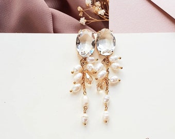 W WEILIRIAN Orecchini Pendenti Con Perle Boho Oro - Regalo Donna Elegante Per Sposa E Damigella