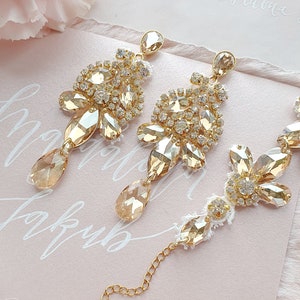 Glänzende glam Braut Ohrringe und Armband, Hochzeit Schmuck Set für Braut