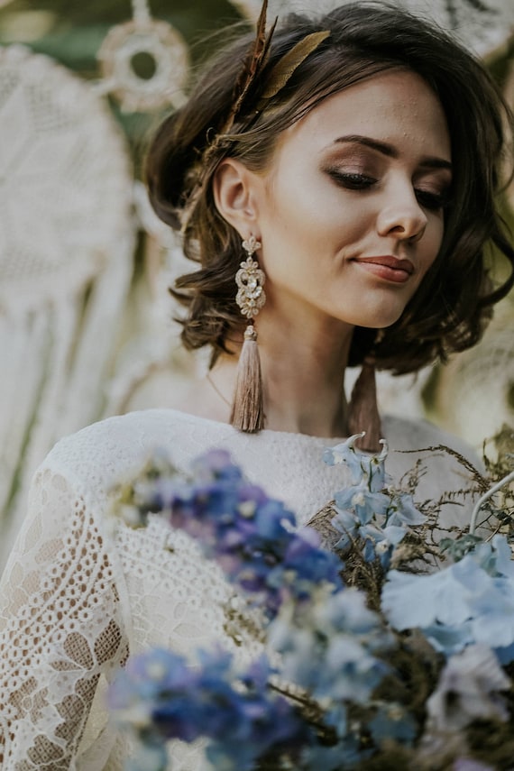Bridal tassel hotsell earrings