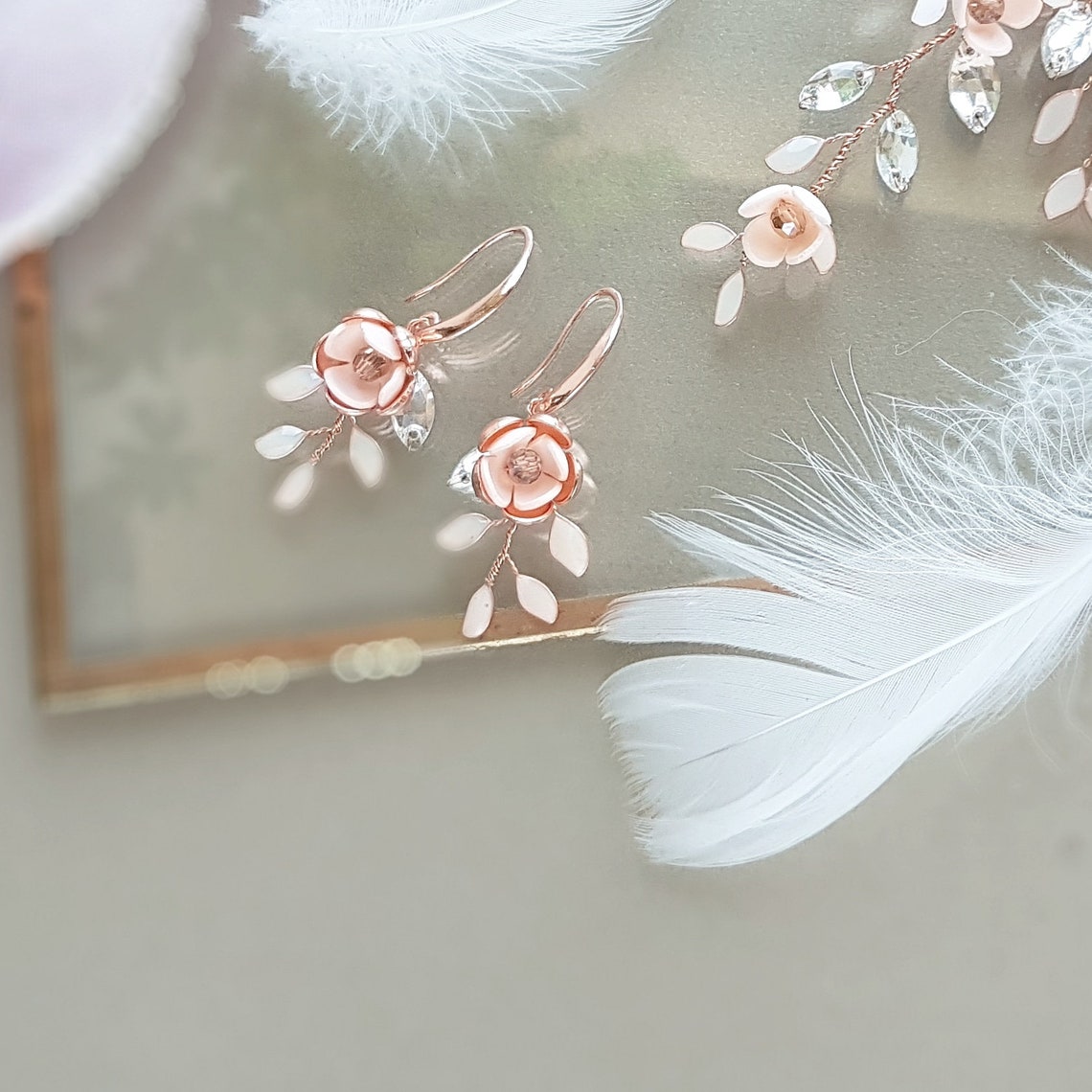 Rose Gold Bridal Hair Pins Rose Gold Wedding Hair Pins Rose Etsy