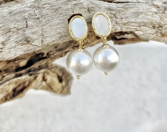 Orecchini da sposa classici con perle per spose, orecchini pendenti minimalisti con perle, regalo per damigelle d'onore