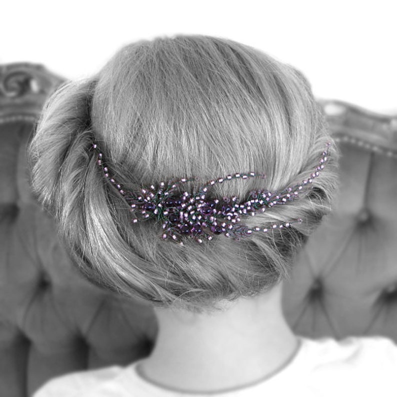 Purple Heather Wedding Hair Piece Bridal Hair Accessories Etsy