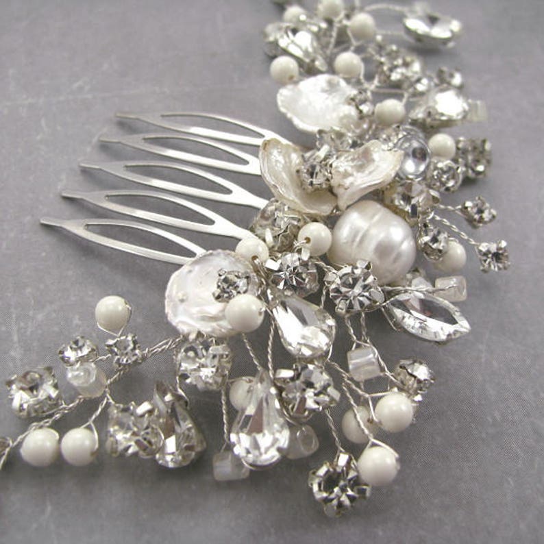 bridal hair accessories head band foe wedding silver crystal comb Pearl crystal hair vine comb hair comb for bride wedding hair pieces