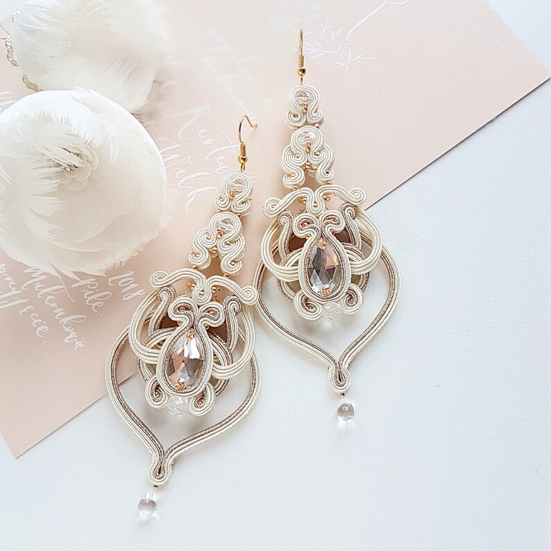 Boho Bridal Earrings Statement Wedding Earrings Dangle Etsy