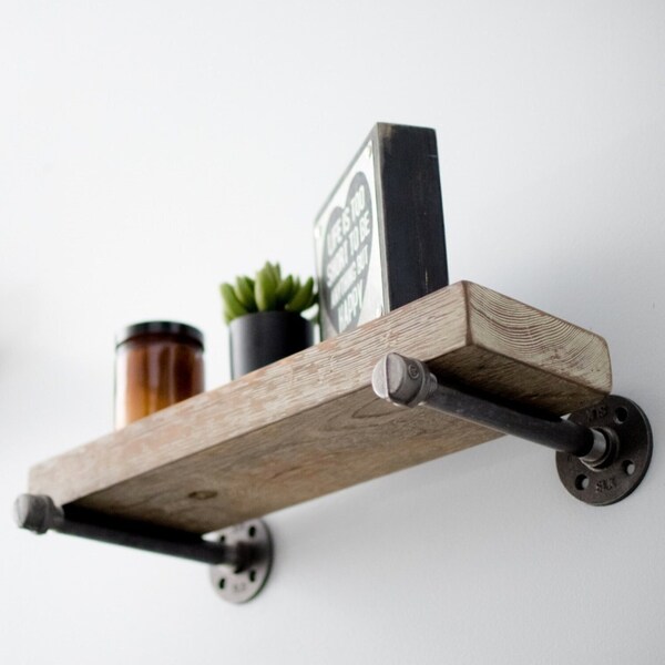 Floating Shelf With Pipe Brackets Etsy