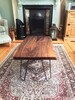 Walnut Slab Coffee Table with Cast Iron Hairpin Legs
