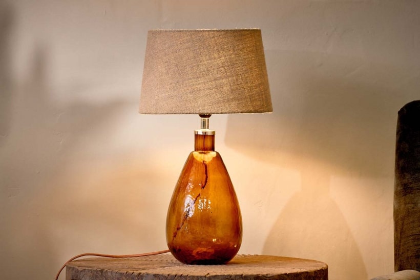 Baba Burnt Amber Glass Lamp Small Tall Etsy UK