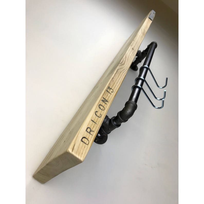 Steel pipe shelf brackets with clothes hanging rail Etsy