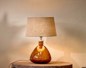 Baba Burnt Amber Glass Lamp - Small Wide