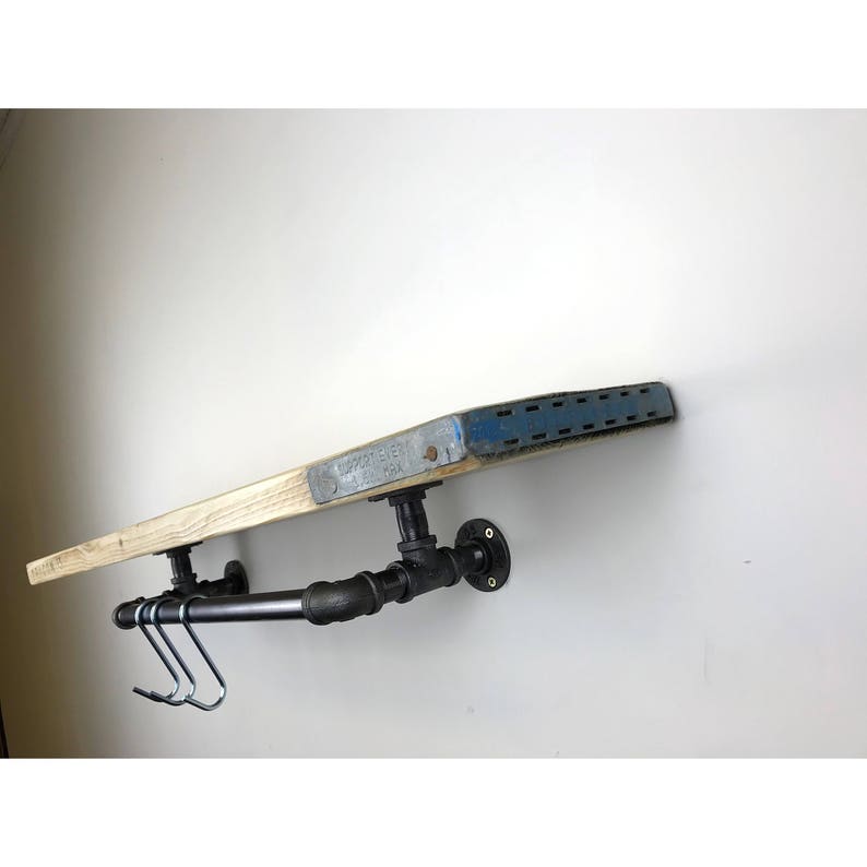 Steel pipe shelf brackets with clothes hanging rail Etsy