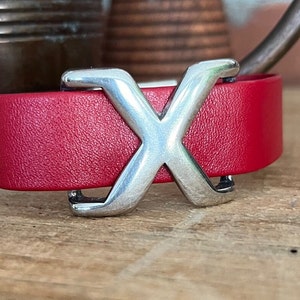 Rich Red Supple Leather Bracelet with Silver Criss Cross Magnetic Clasp image 3