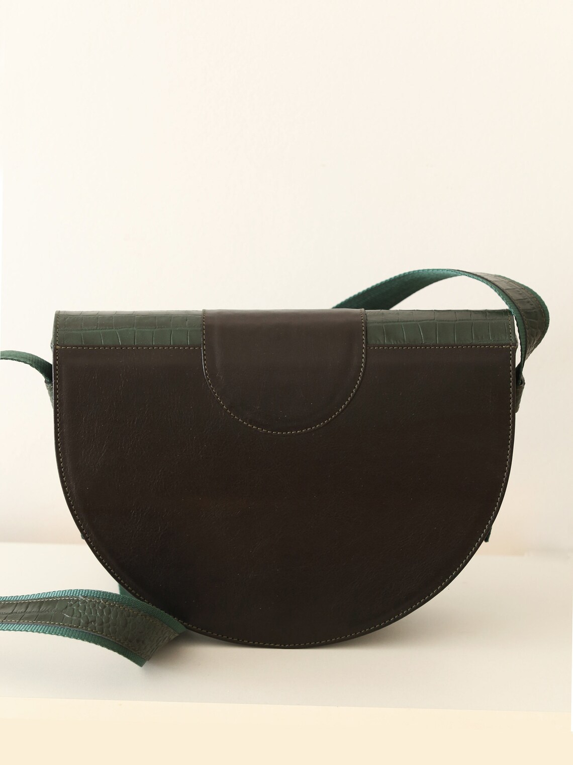 Women's Large Leather Saddle Bag / Dark Green Leather Etsy