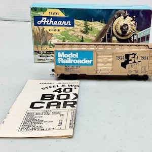 Vintage Athearn HO Scale 40&#39; Box Car, 50 Year Anniversary, Blue Box