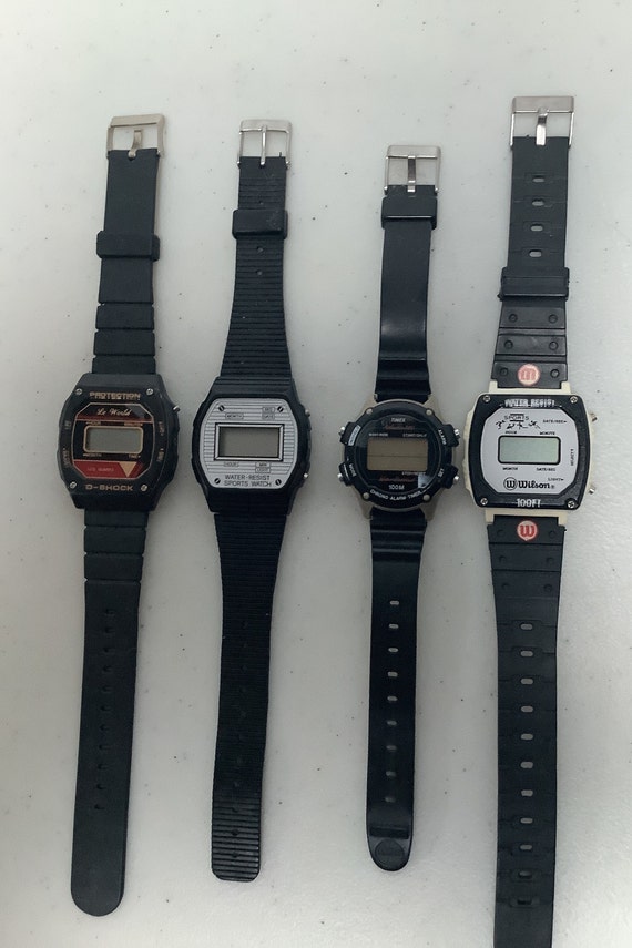 Vintage Lot of 4 Digital Sport Watches - Le World,