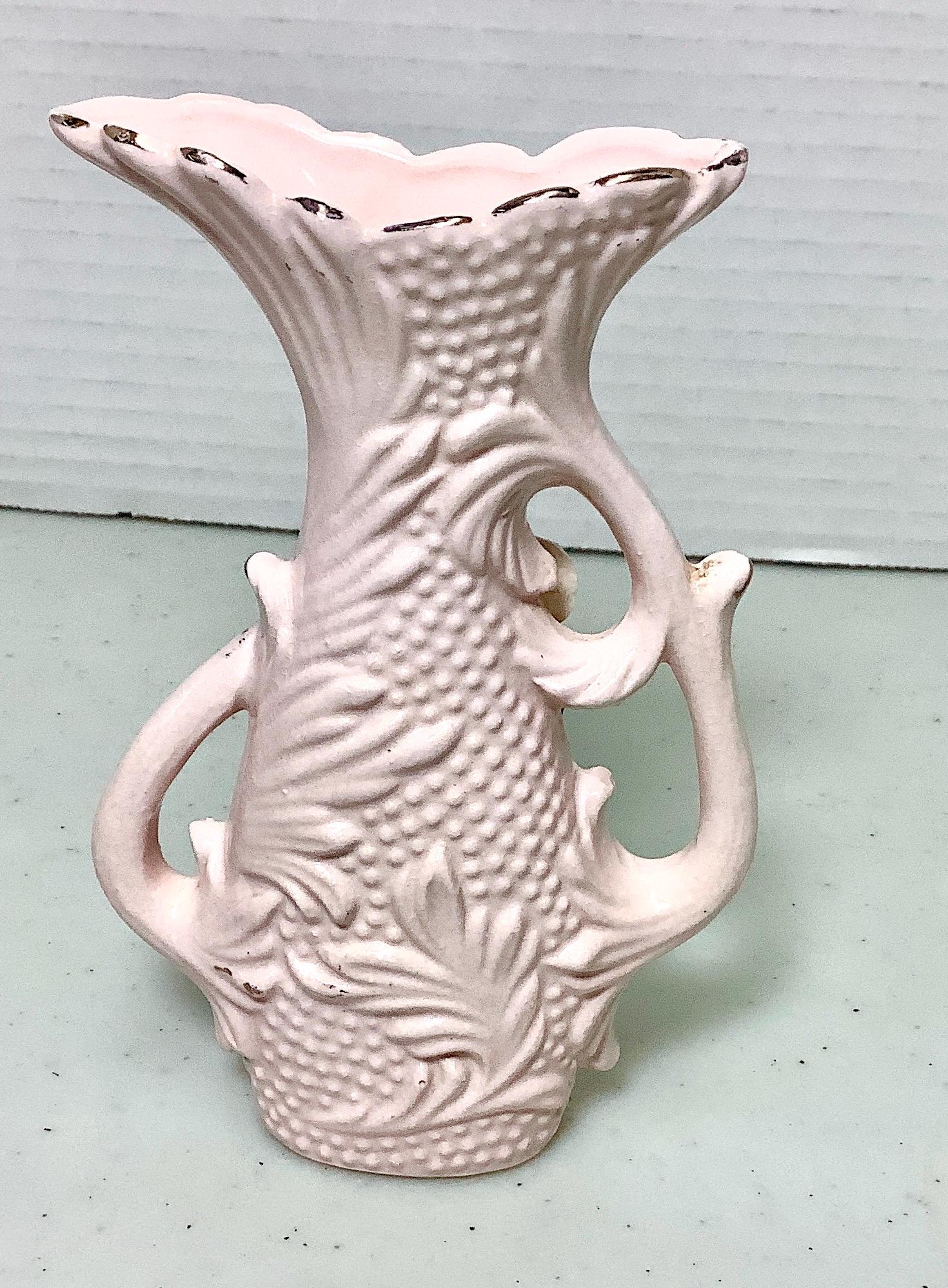 Vintage Bud Vase Light Pink With Roses and Gold Trim - Etsy