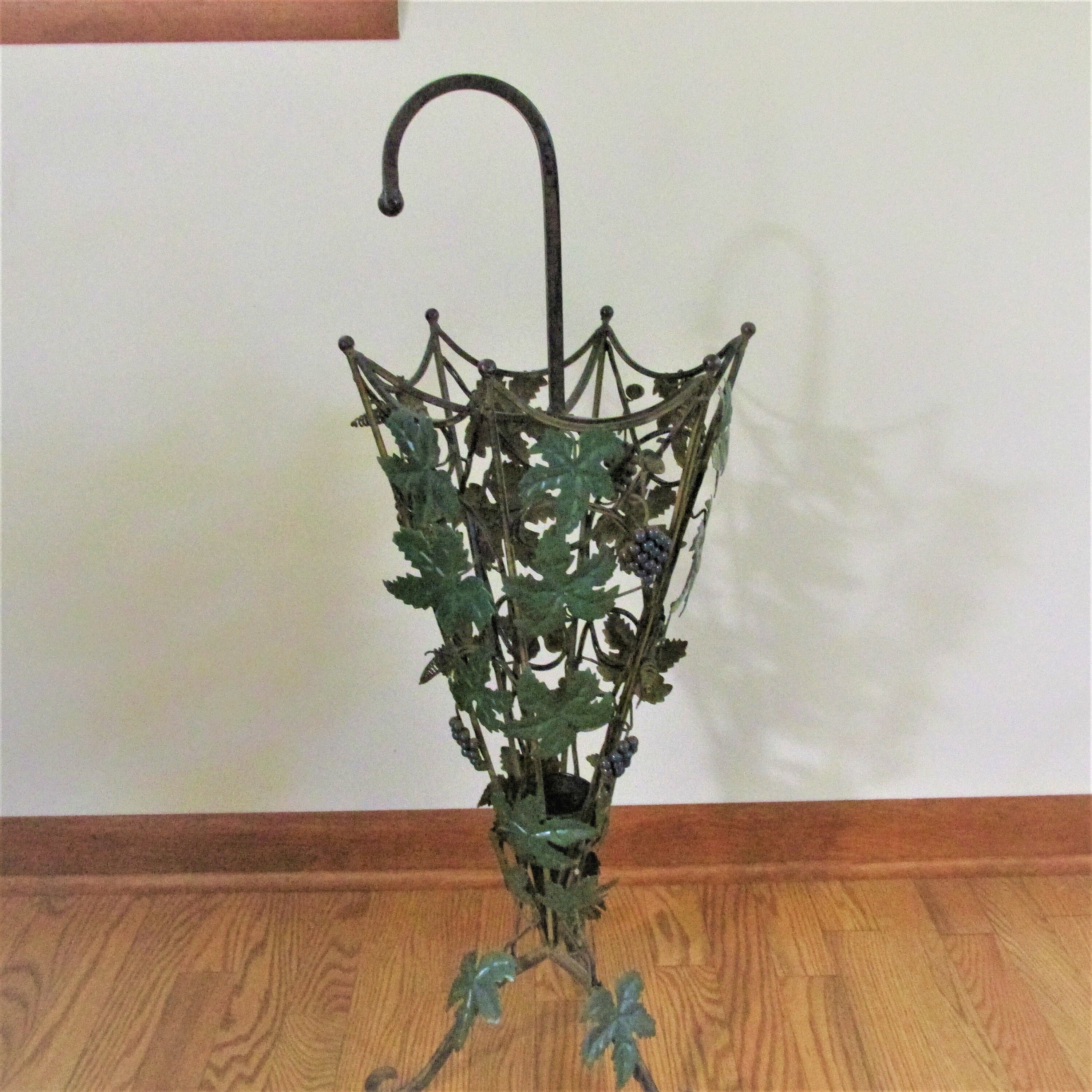 Vintage Cast Iron Umbrella Stand Grape Vine Design Etsy